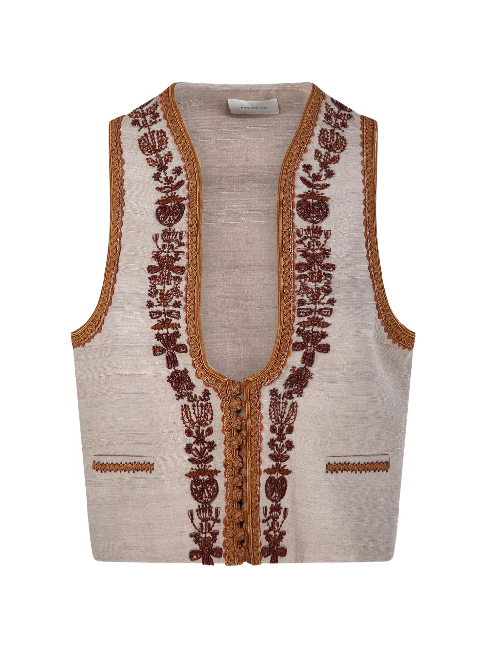 INTO THE EAST embroidered sleeveless waistcoat - Toni neutri