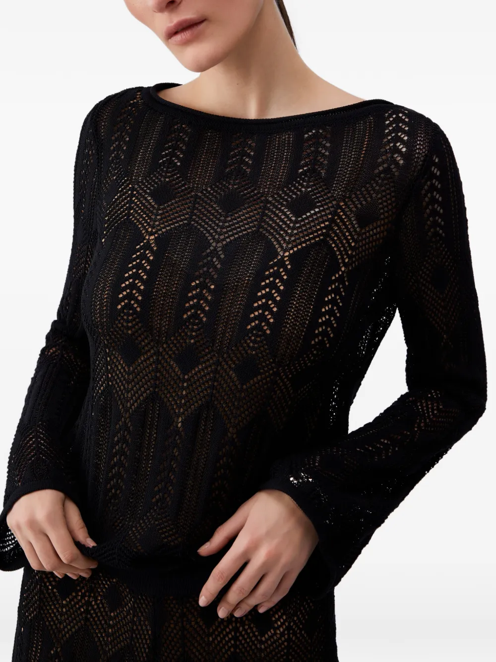 LIU JO Openwork trui met ronde hals Zwart