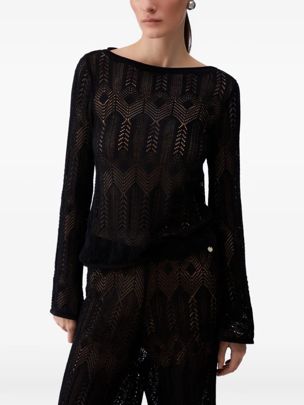 LIU JO Openwork trui met ronde hals Zwart