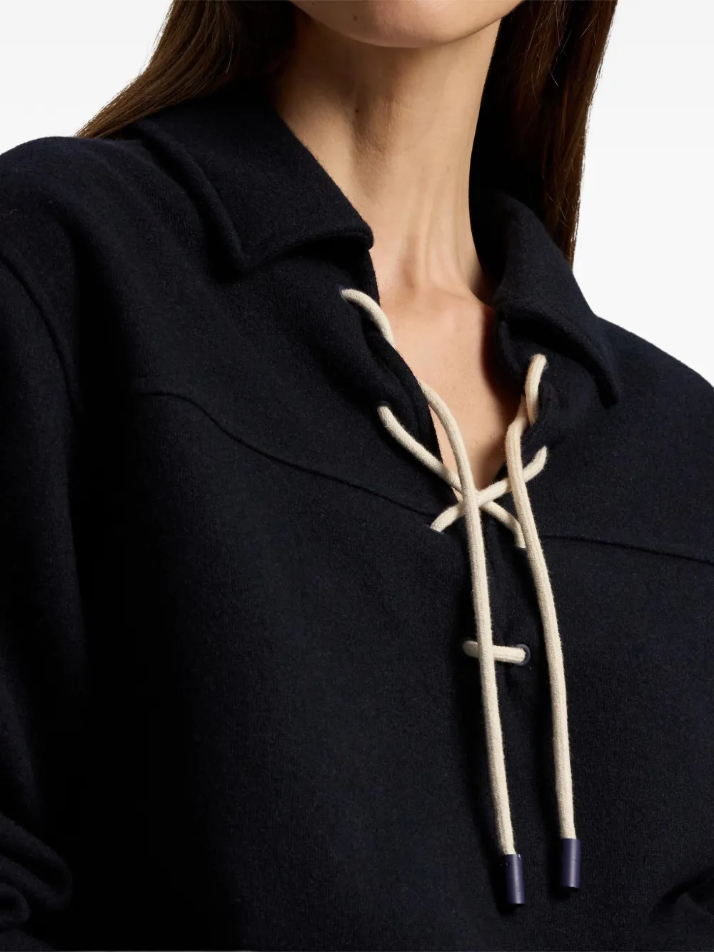 Ralph Lauren Collection Sweater met veters en kraag Blauw