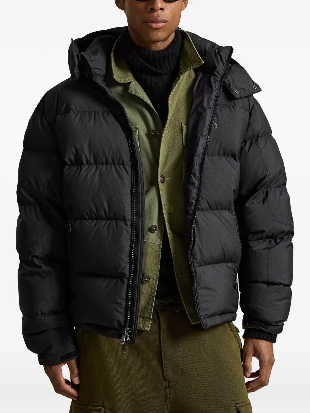 Polo Ralph Lauren Donsjack met capuchon Zwart