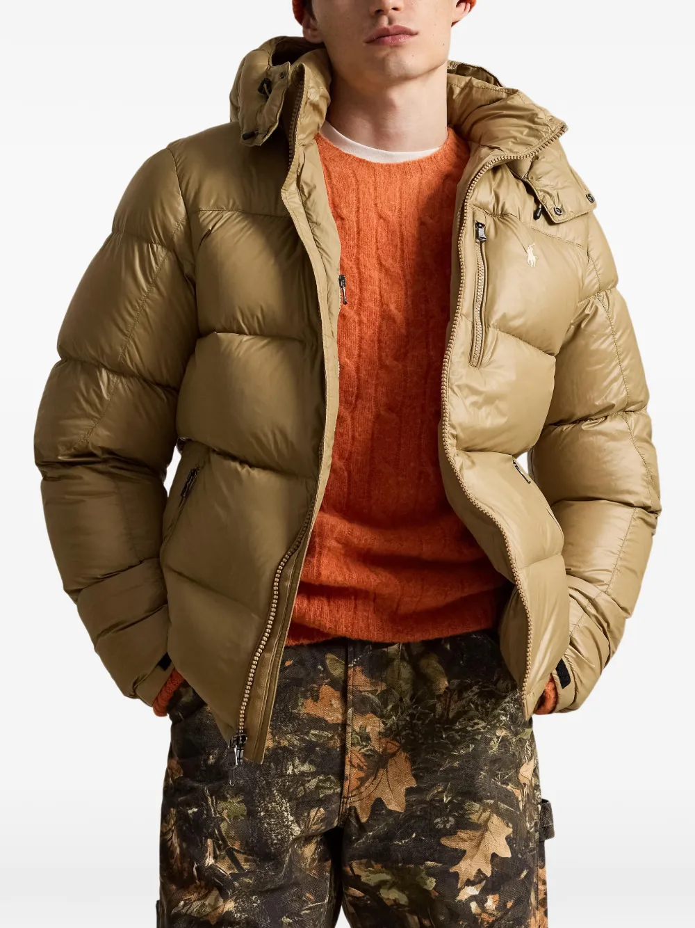 Polo Ralph Lauren The Gorham donsjack met glanzende afwerking Beige
