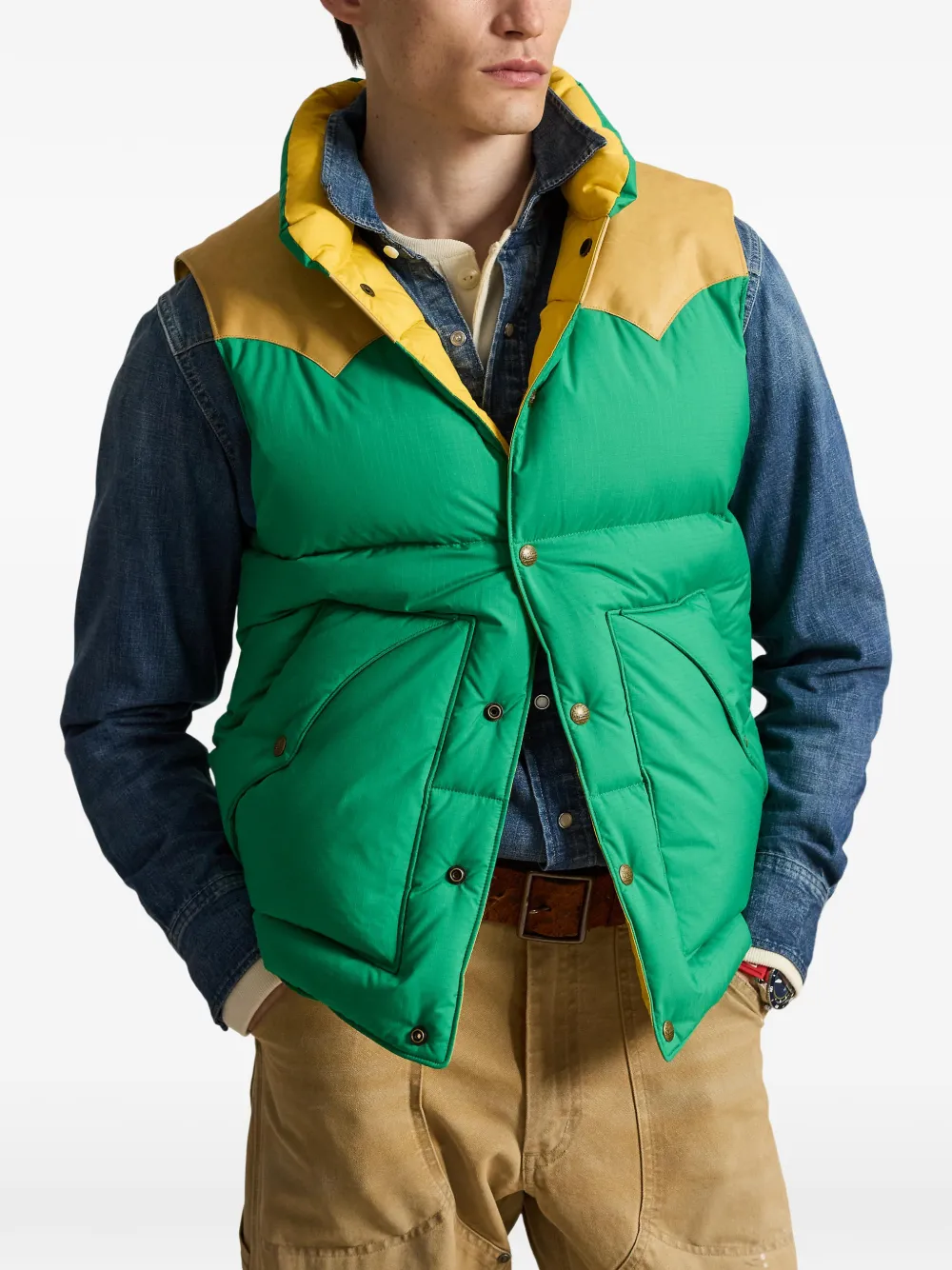 Polo Ralph Lauren Gewatteerde bodywarmer met contrasterend yoke-detail Groen