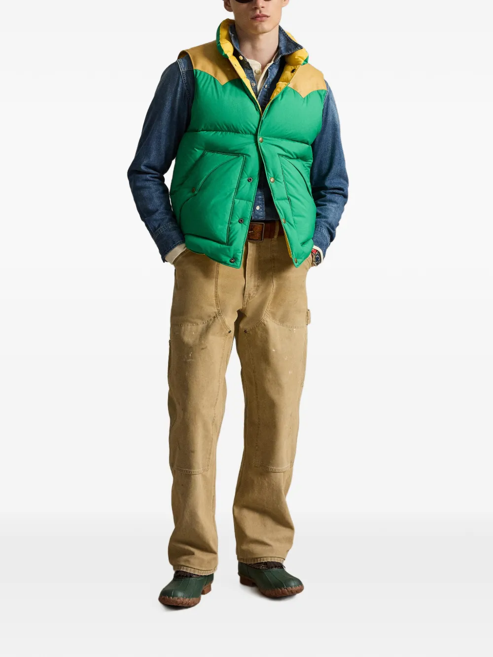Polo Ralph Lauren Gewatteerde bodywarmer met contrasterend yoke-detail Groen