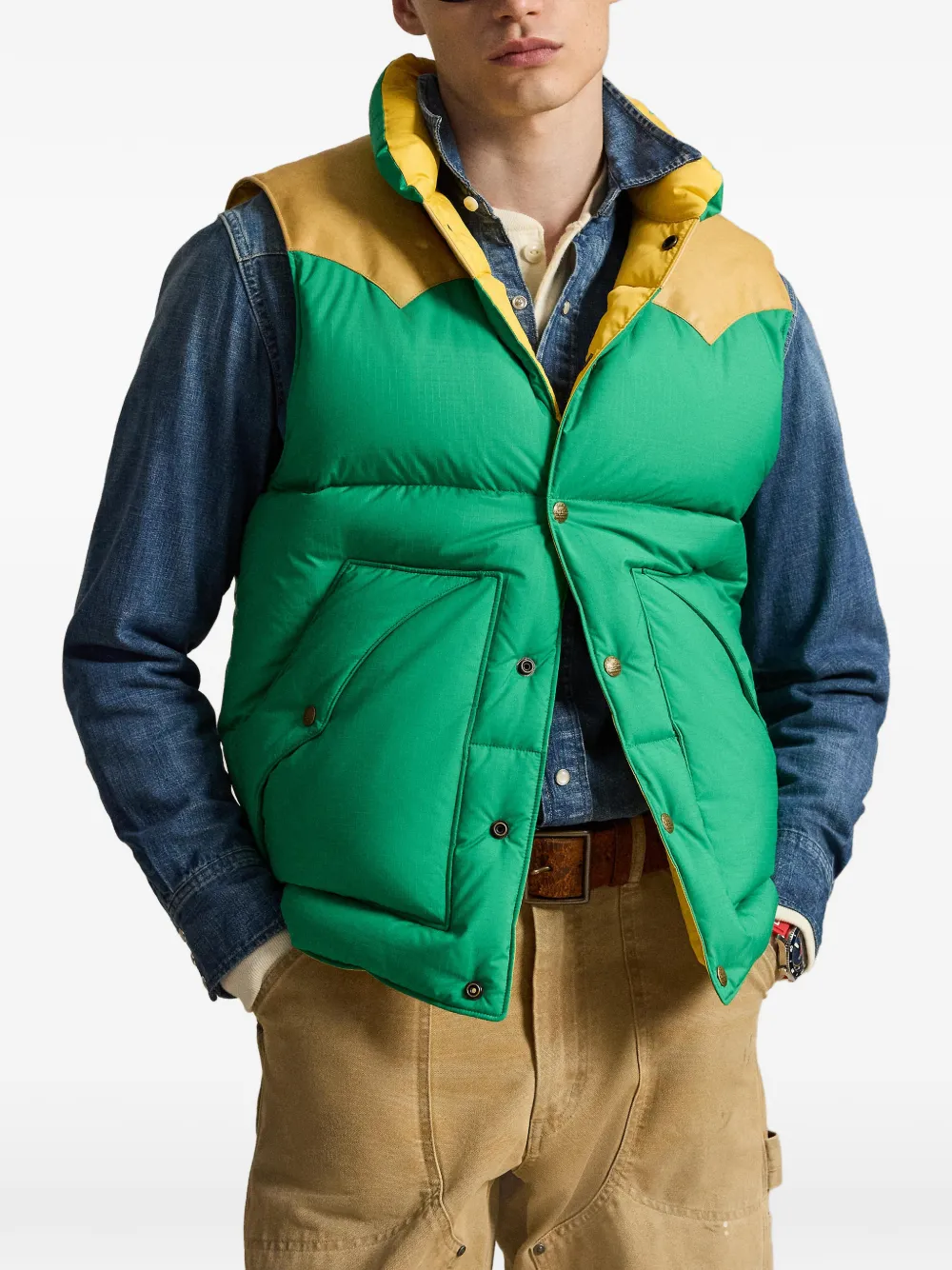 Polo Ralph Lauren Gewatteerde bodywarmer met contrasterend yoke-detail Groen