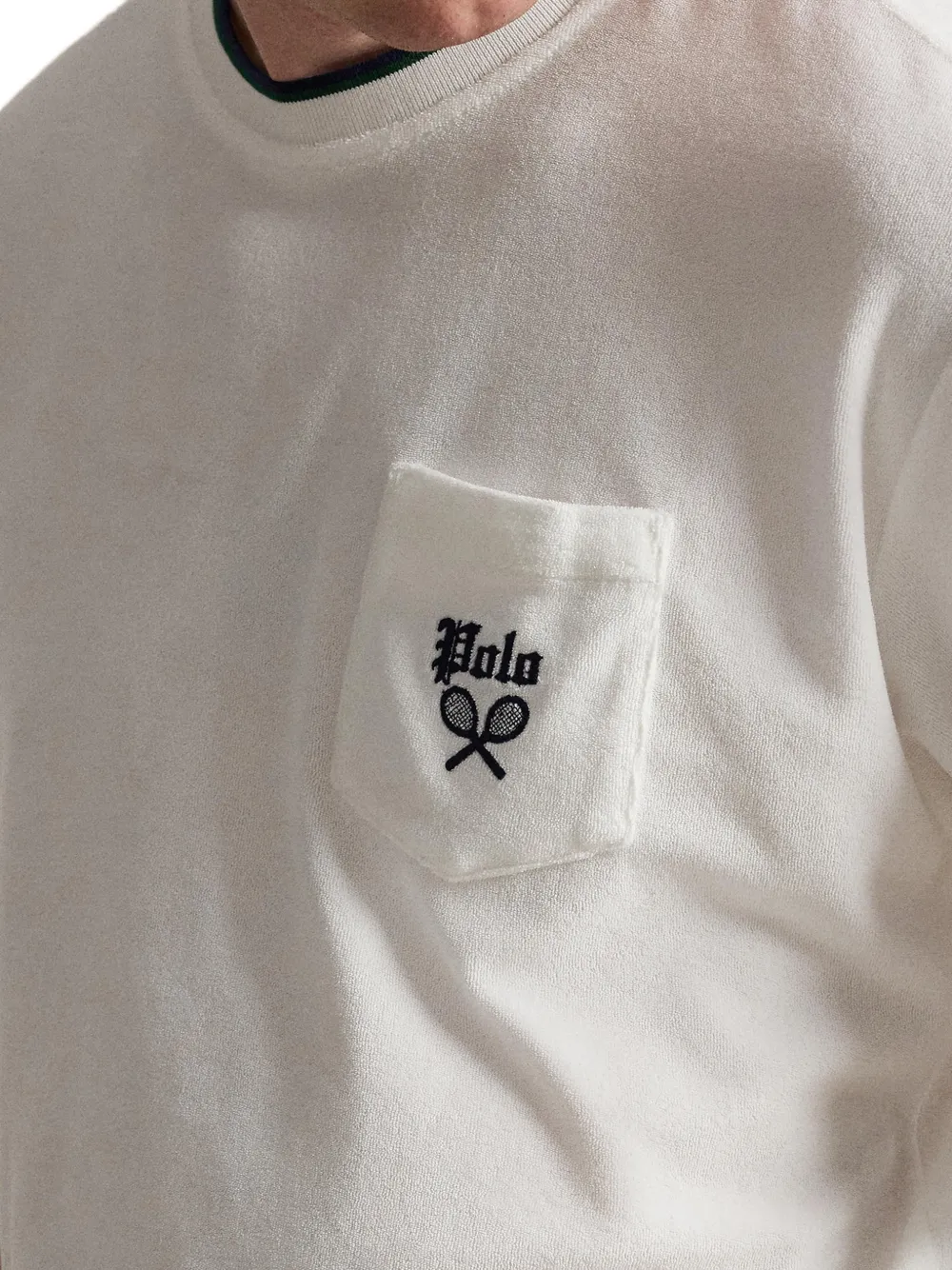 Polo Ralph Lauren Ruimvallende badstof sweater met korte mouwen Wit