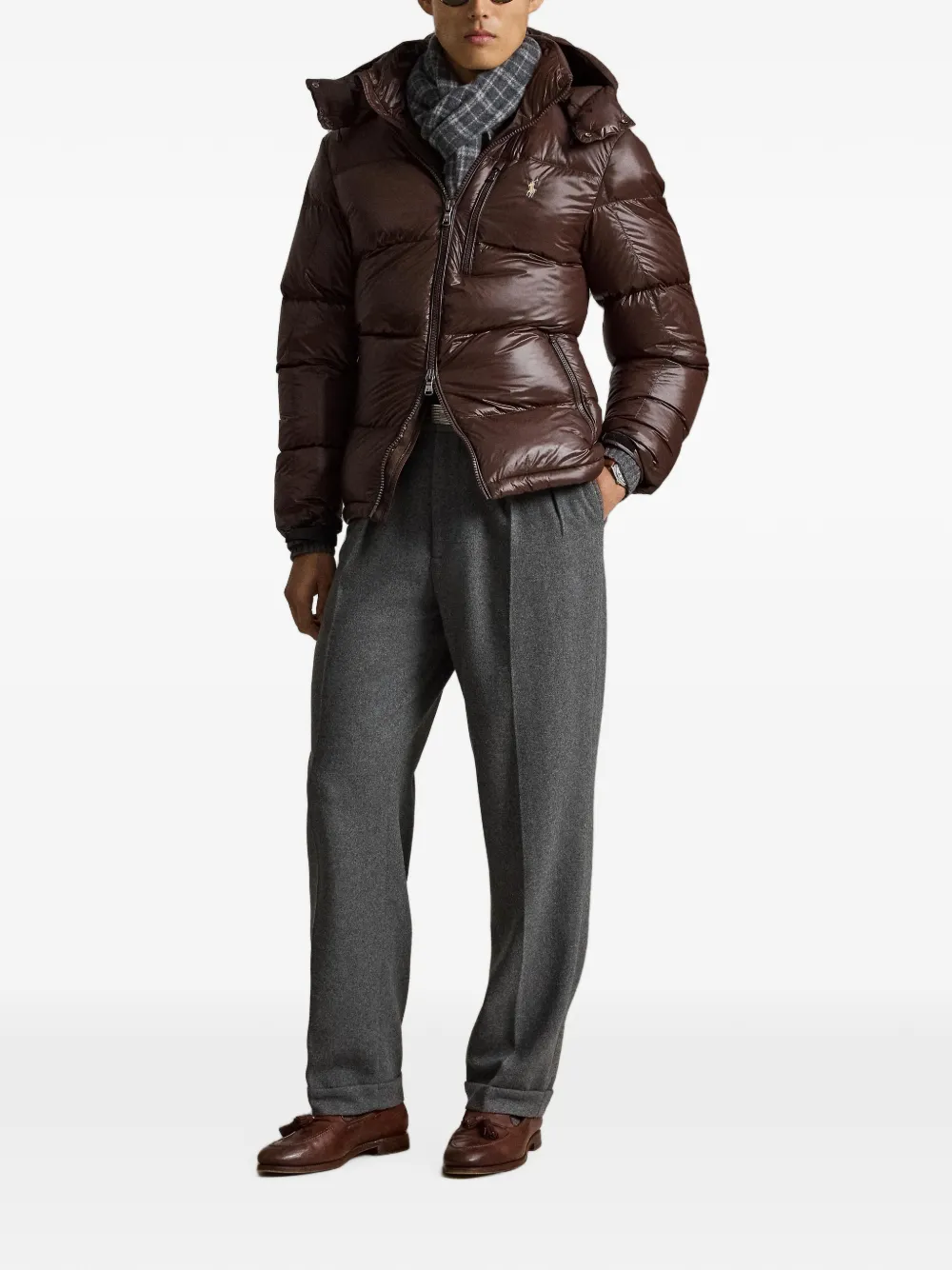 Polo Ralph Lauren The Gorham donsjack met glanzende afwerking Bruin