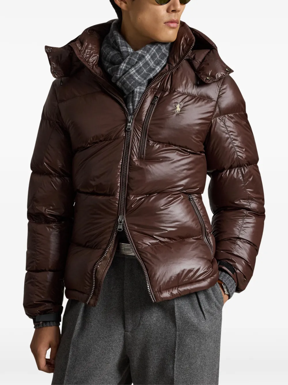 Polo Ralph Lauren The Gorham donsjack met glanzende afwerking Bruin
