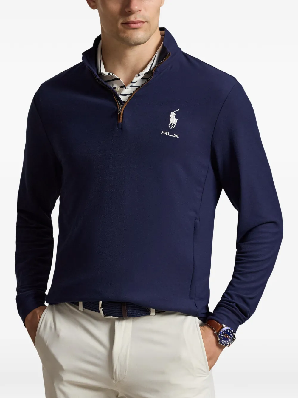 RLX Ralph Lauren Polo Pony trui met halve rits Blauw