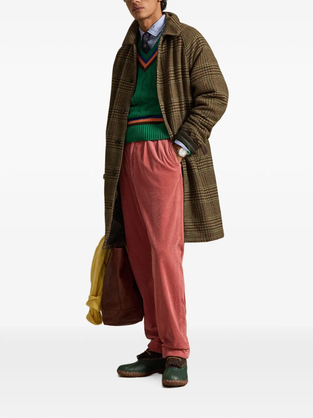 Polo Ralph Lauren The Langdon geruite tweed jas Bruin