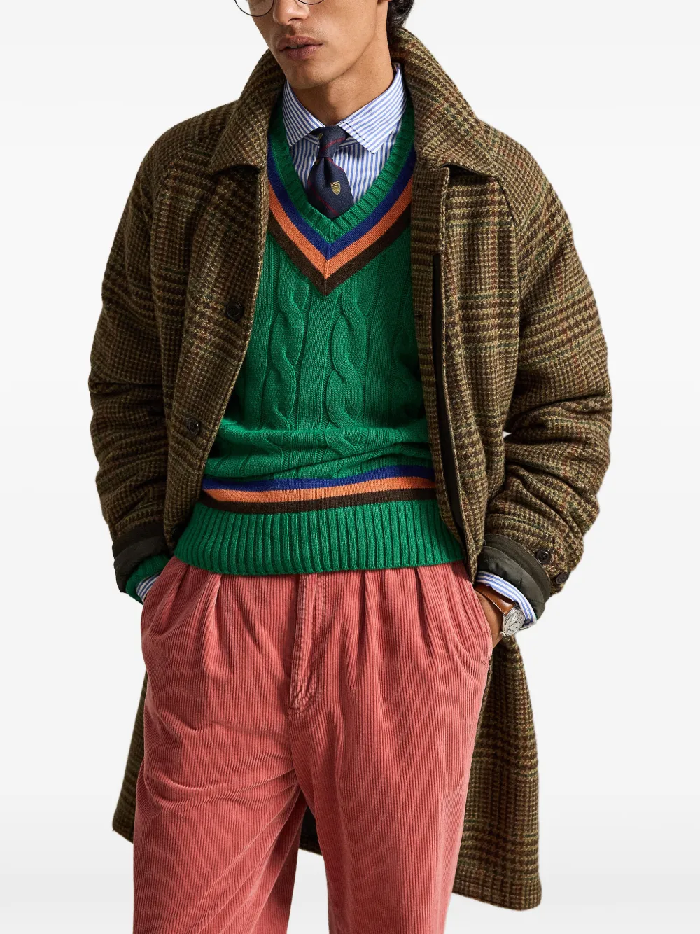 Polo Ralph Lauren The Langdon geruite tweed jas Bruin