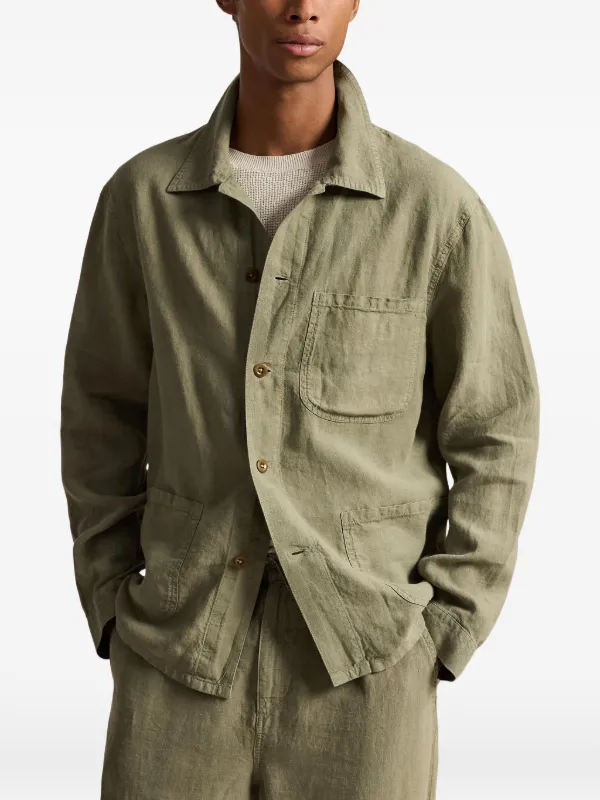 RALPH LAUREN ミリタリージャケット リネン イタリア製 Polo Ralph Lauren リネンユーティリティ ジャケット | グリーン
