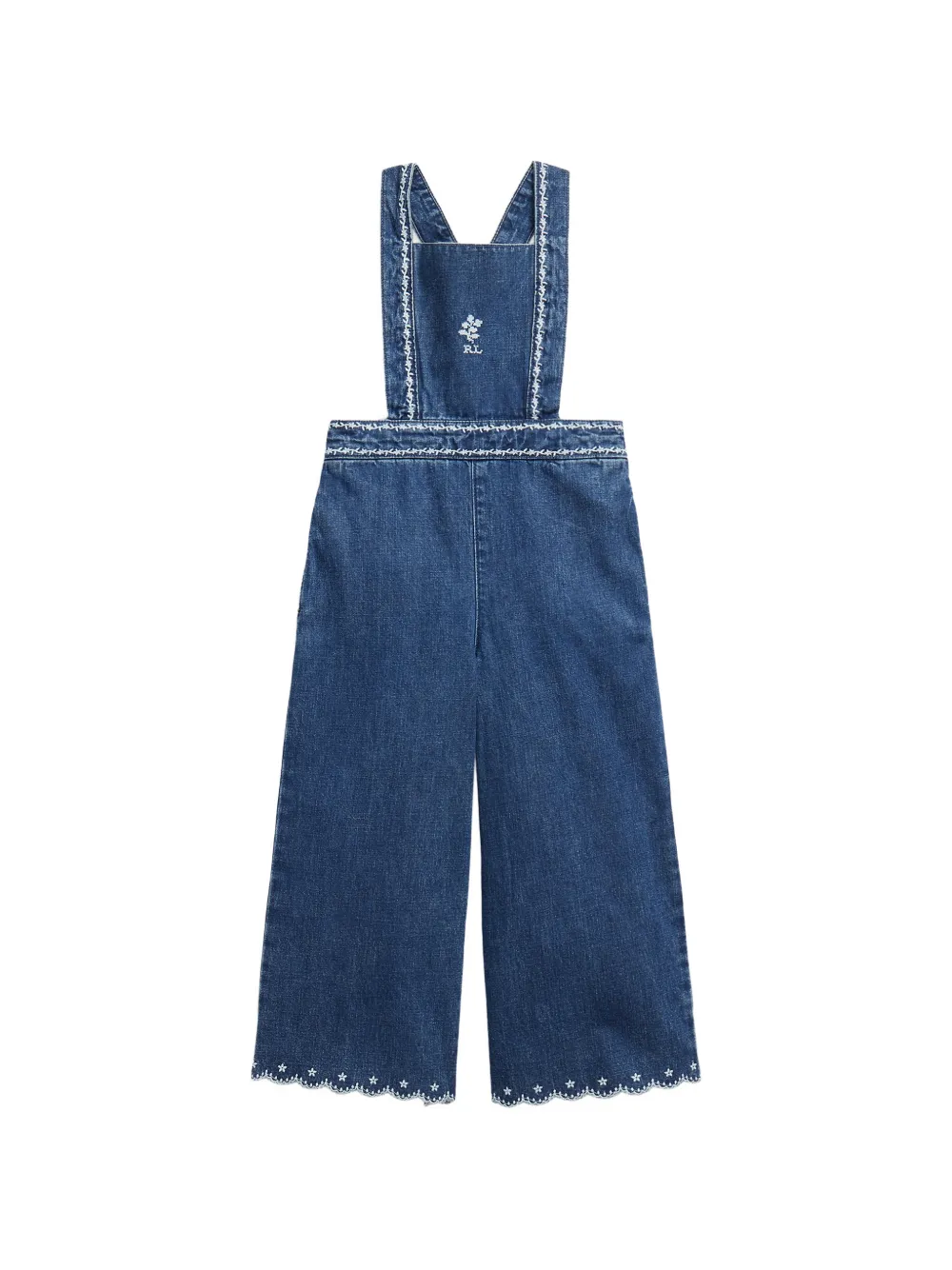 POLO RALPH LAUREN KIDS logo-embroidered denim dungarees - Blue