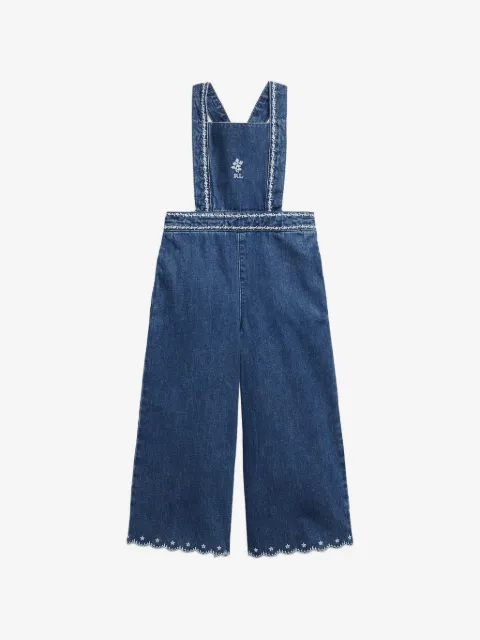 POLO RALPH LAUREN KIDS logo-embroidered denim dungarees