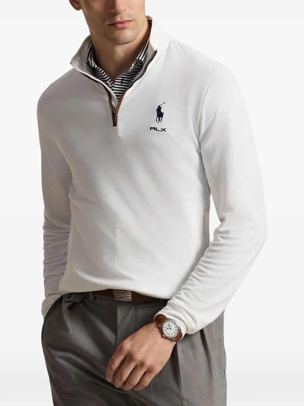 RLX Ralph Lauren Sweater met geborduurd logo en kwartrits Wit