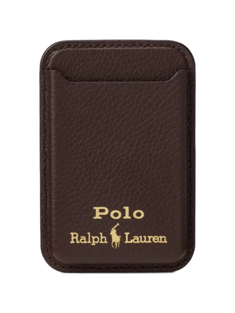 Polo Ralph Lauren magsafe pebbled logo-detail leather card case