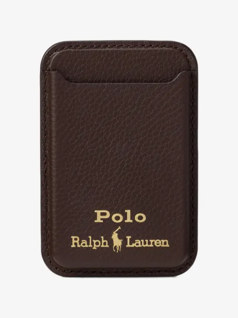Polo Ralph Lauren magsafe pebbled logo-detail leather card case