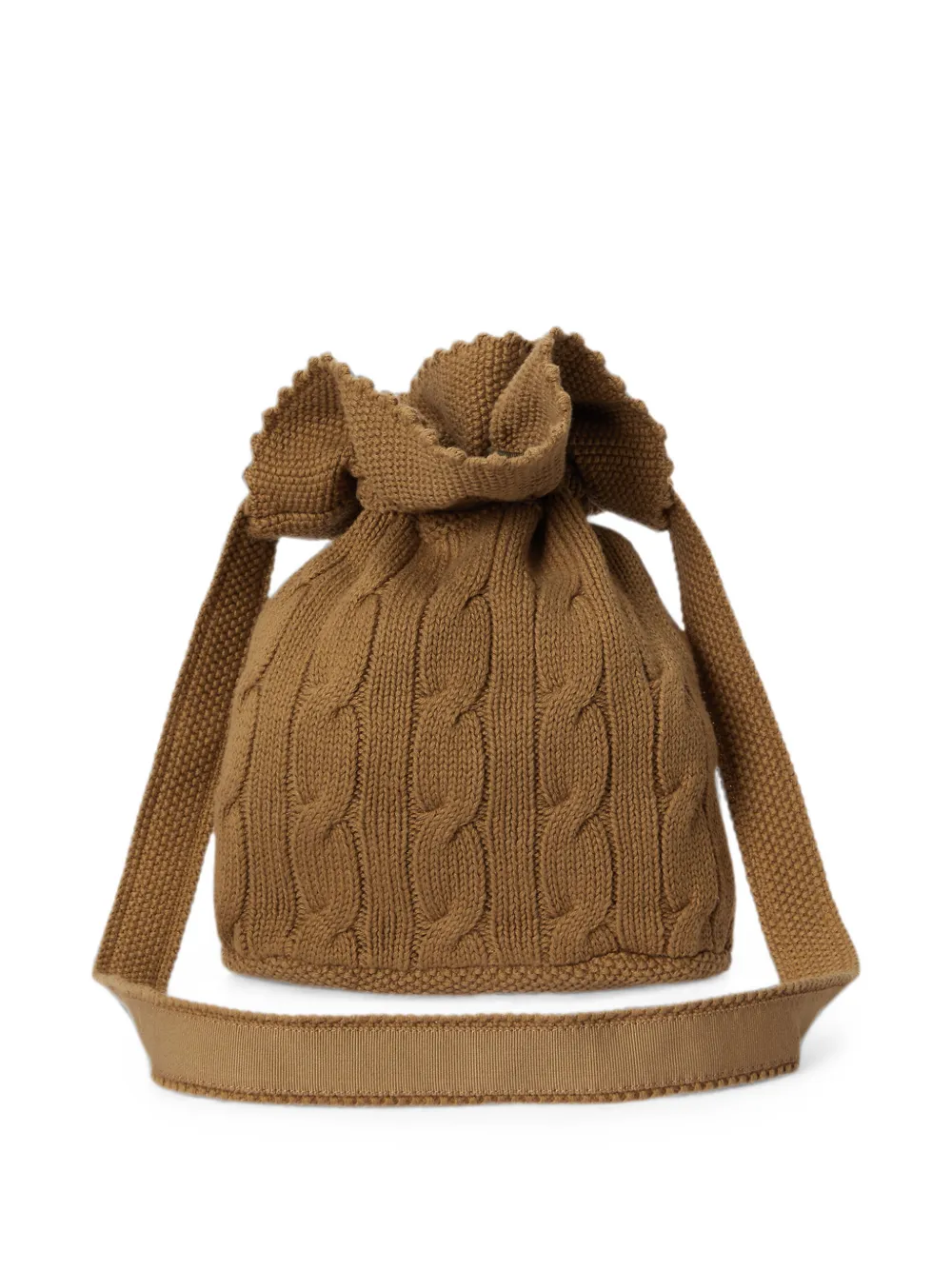 POLO RALPH LAUREN KIDS Polo Bear kabelgebreide bucket-tas Bruin