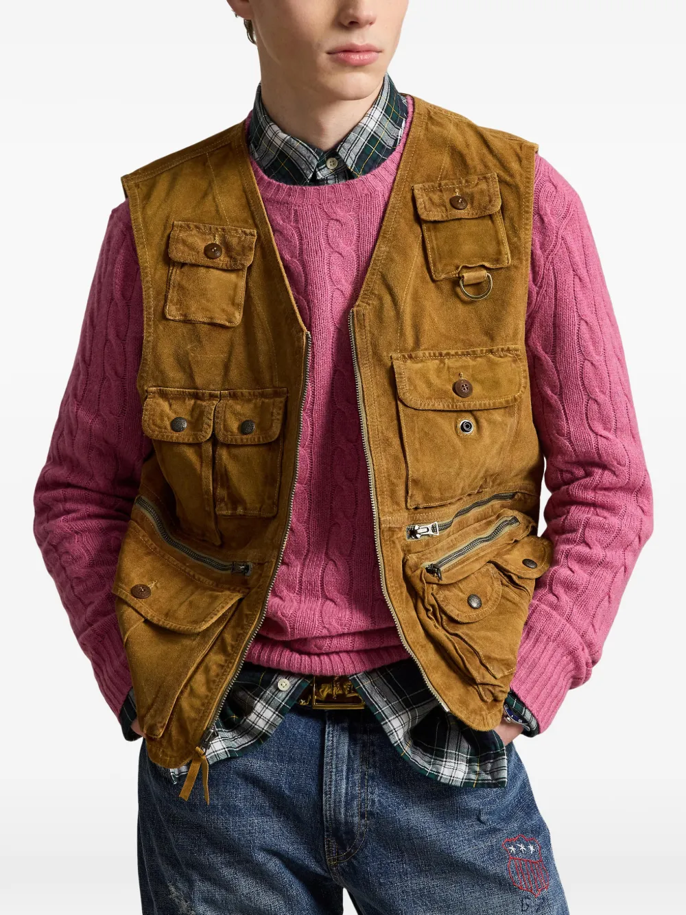 Polo Ralph Lauren Utility suède gilet Bruin