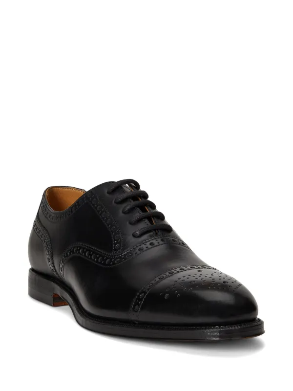 Polo Ralph Lauren Maestra Perforated cap-toe Oxford Shoes | Black