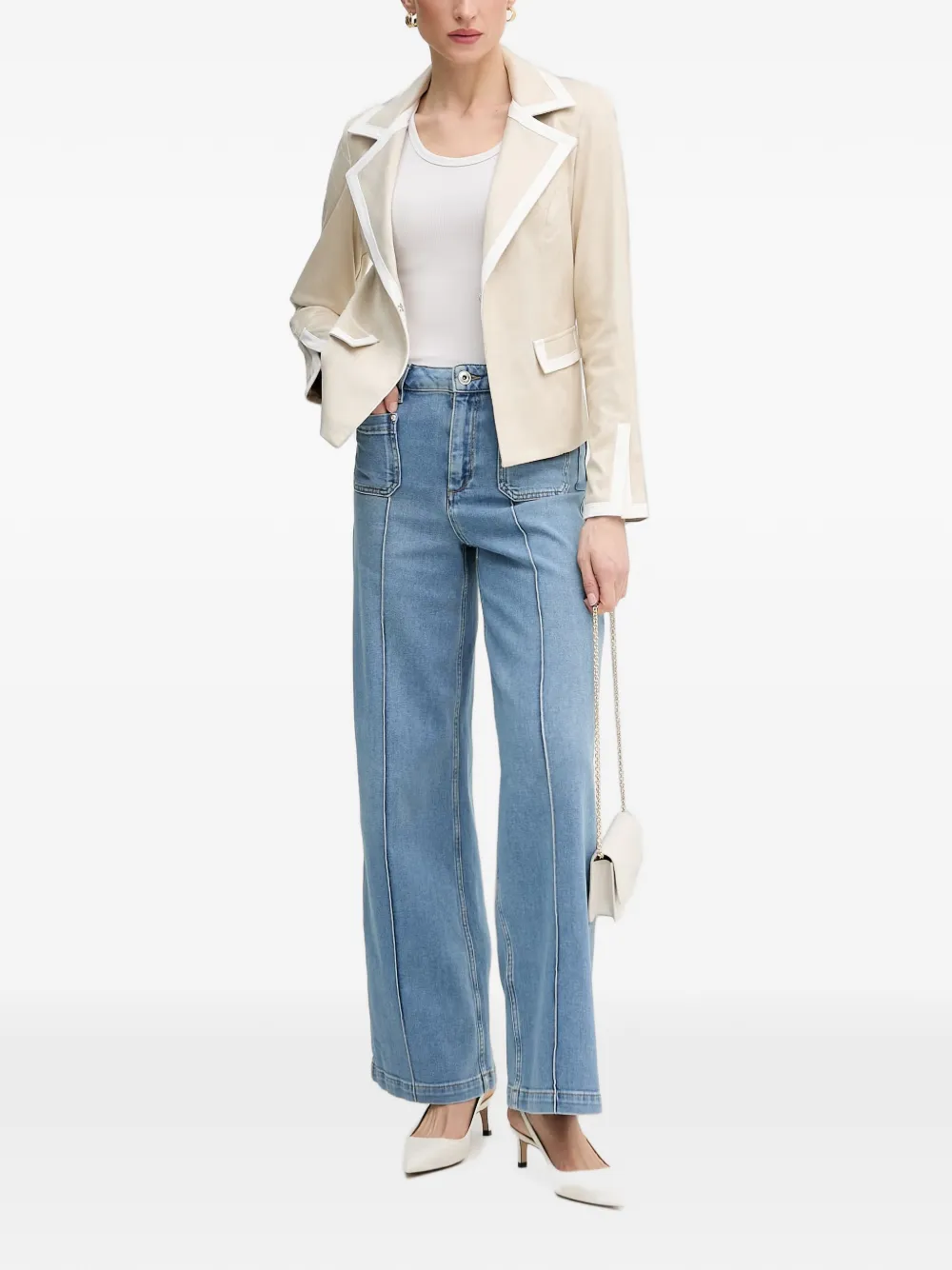 Joseph Ribkoff contrast-trim blazer Beige