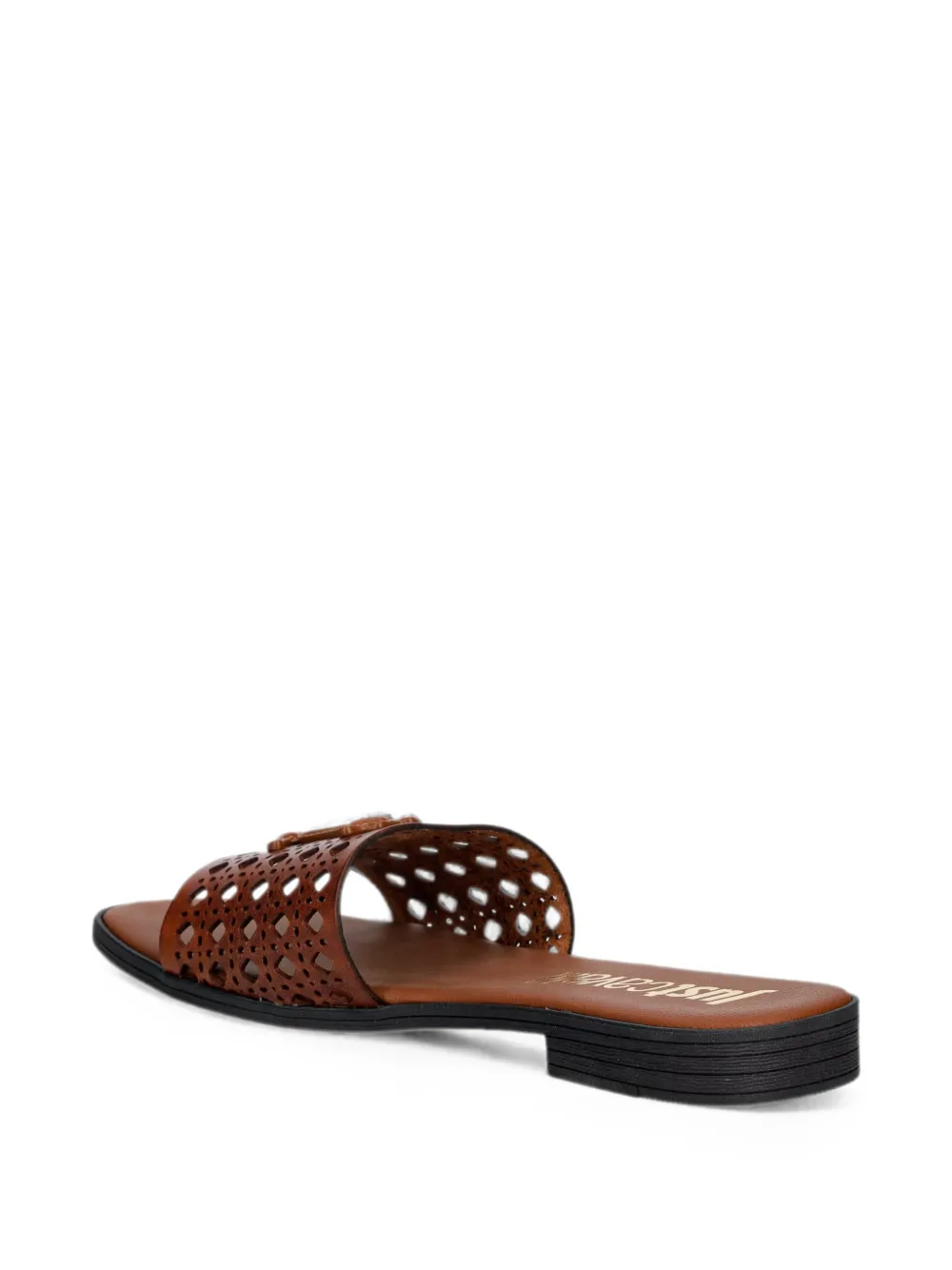 Just Cavalli laser-cut logo-plaque sandals Bruin