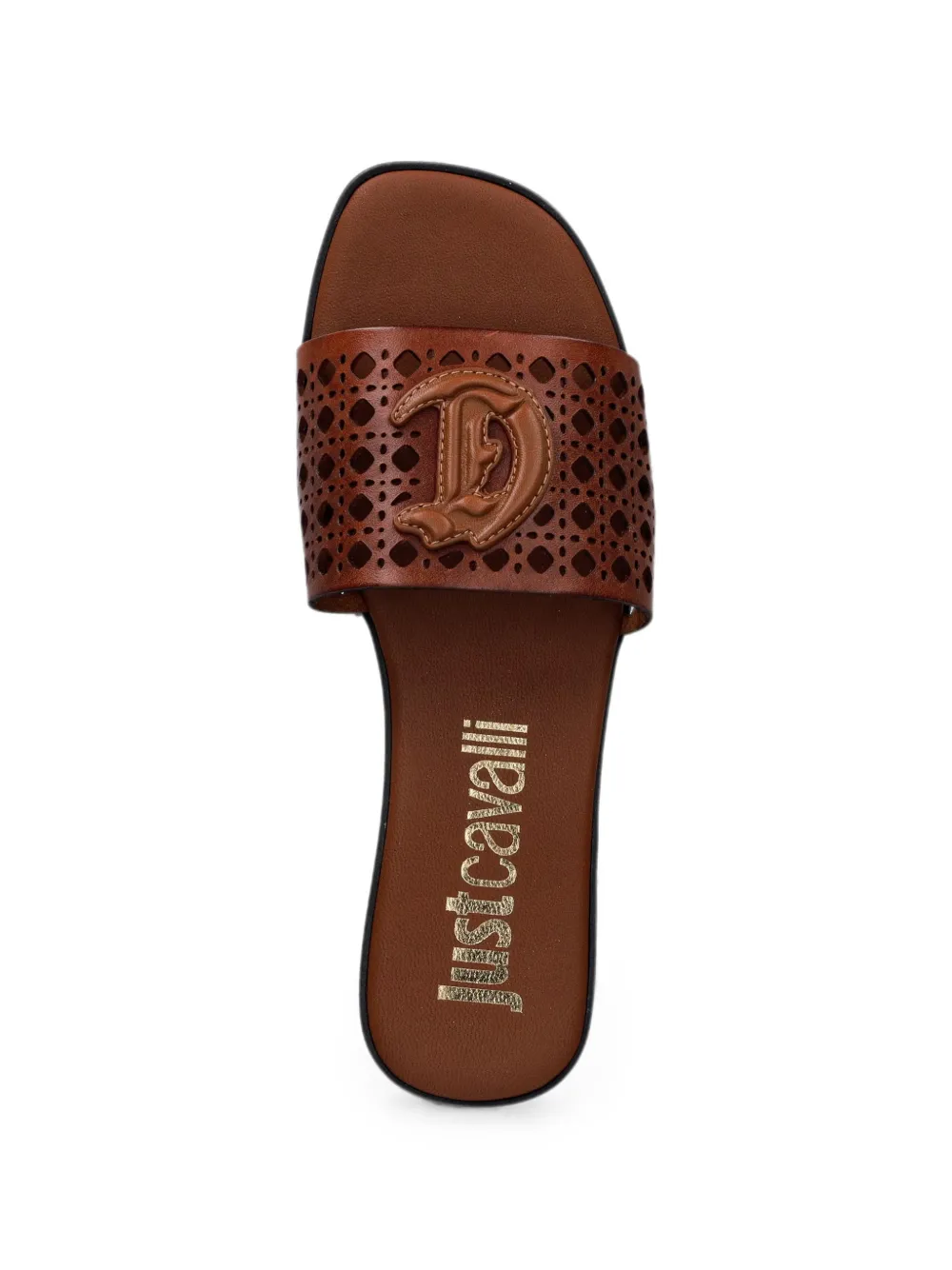 Just Cavalli laser-cut logo-plaque sandals Bruin