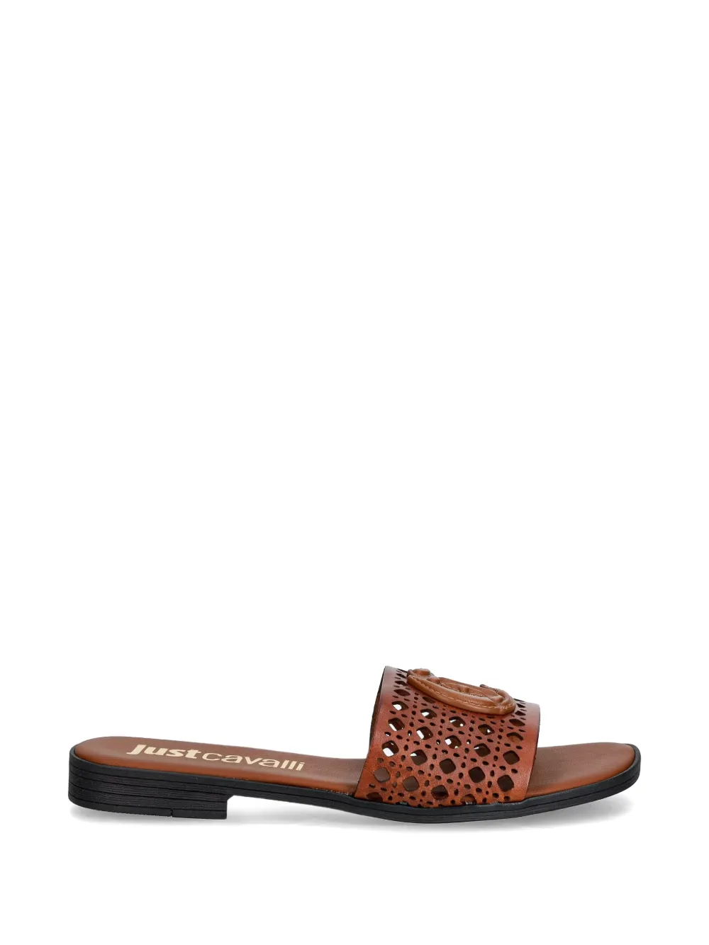 Just Cavalli laser-cut logo-plaque sandals Bruin