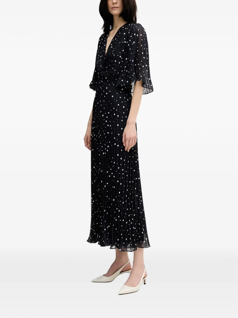 Joseph Ribkoff Geplooide jumpsuit met stippen Blauw