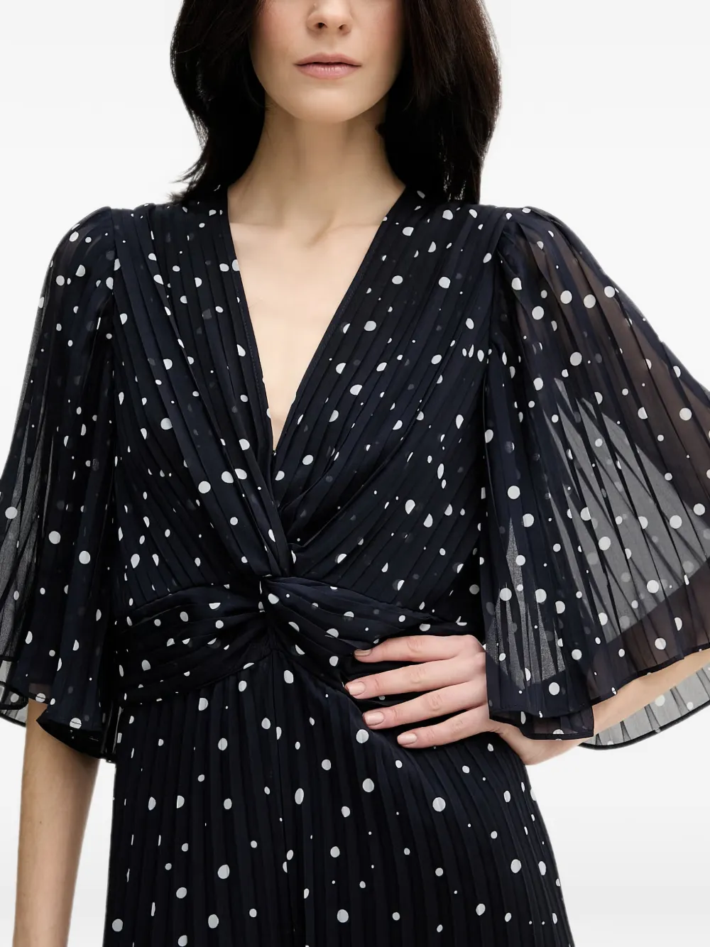 Joseph Ribkoff Geplooide jumpsuit met stippen Blauw