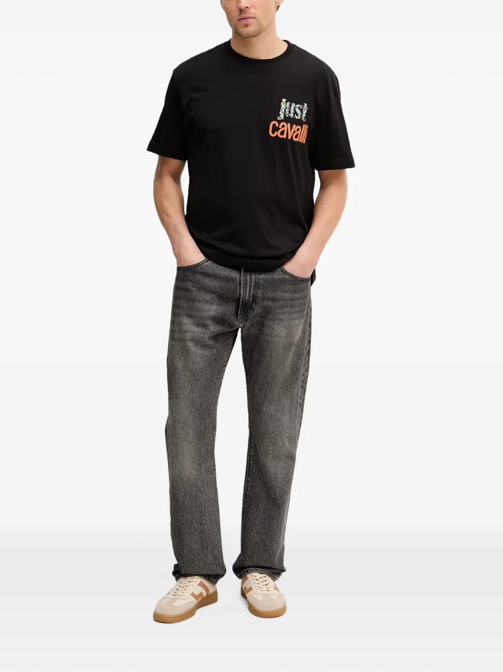 Just Cavalli T-shirt met logoprint Zwart