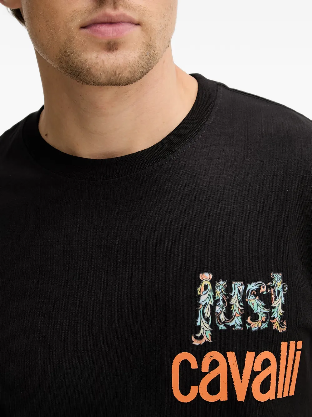 Just Cavalli T-shirt met logoprint Zwart