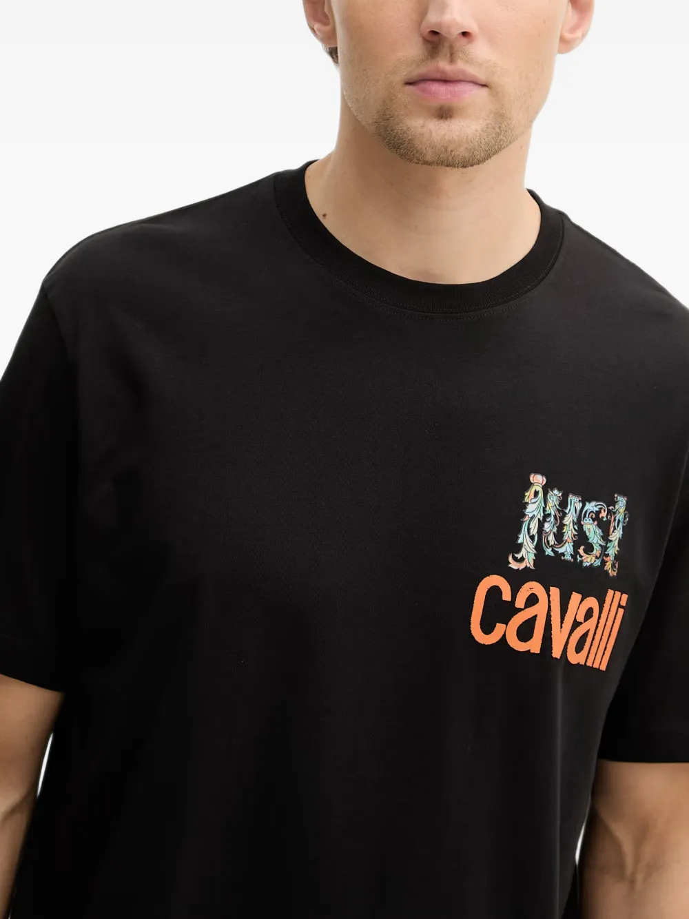 Just Cavalli T-shirt met logoprint Zwart
