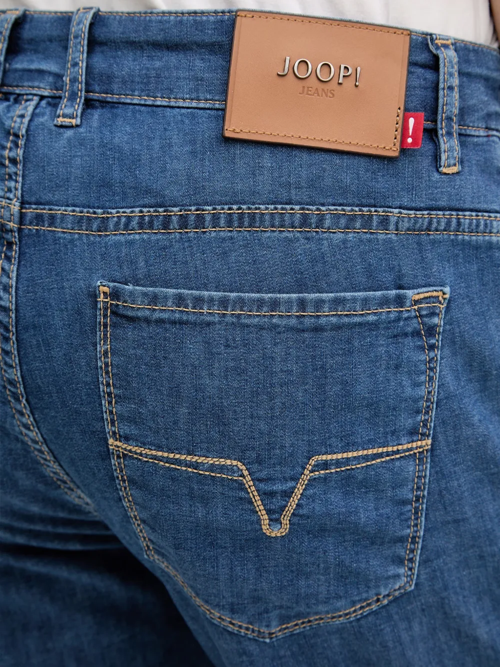Joop! Mabrouk logo-patch denim shorts Blauw