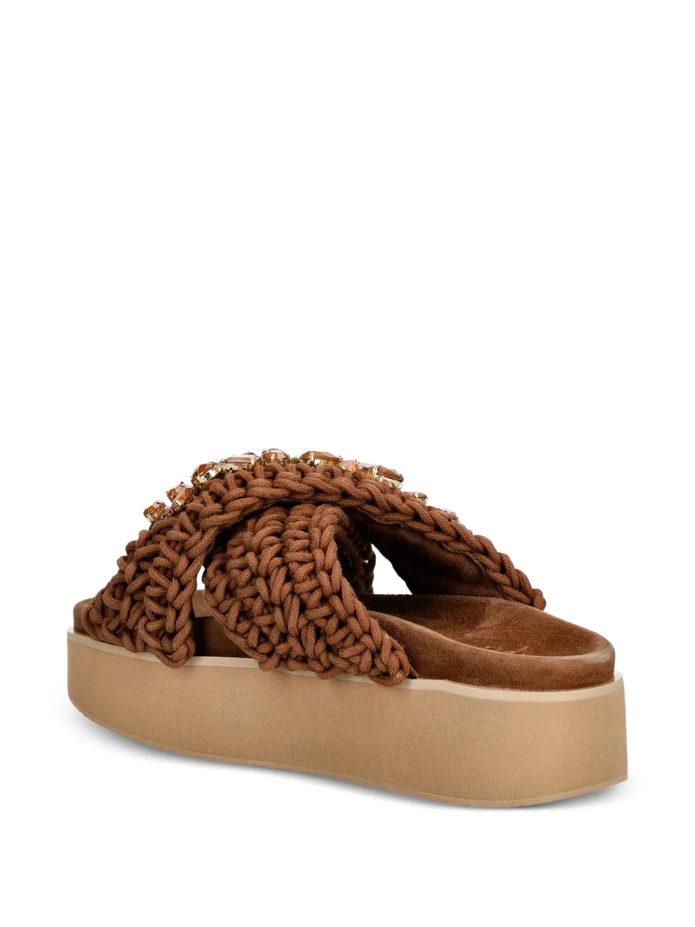 Inuikii Woven Stones crystal-embellished platform sandals Bruin