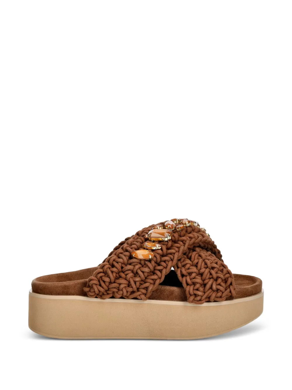 Inuikii Woven Stones crystal-embellished platform sandals Bruin