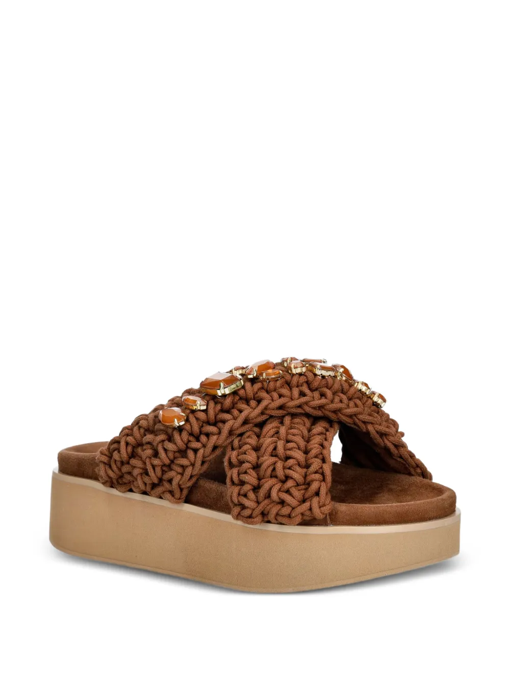 Inuikii Woven Stones crystal-embellished platform sandals Bruin