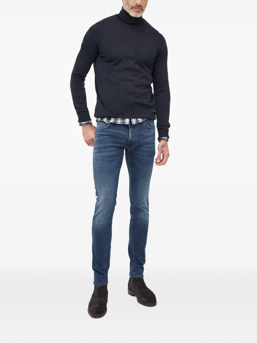 Joop! roll-neck fine-knit sweater Blauw