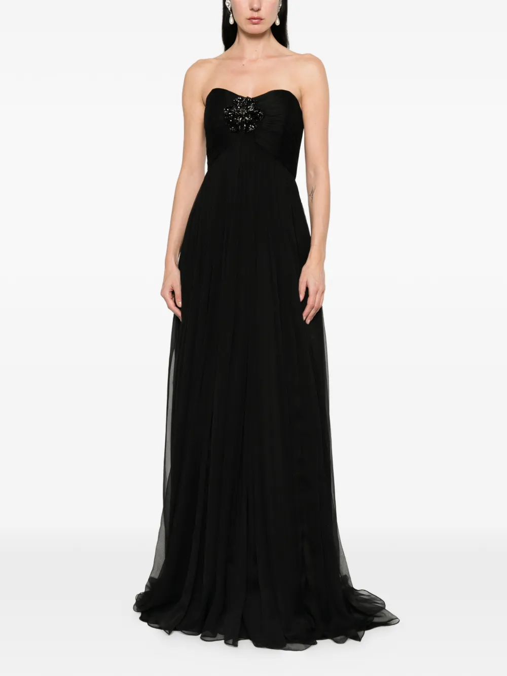  M.marquise Ines Embellished Strapless Maxi Dress - Black 
