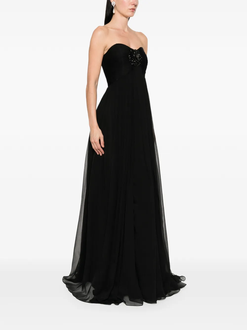  M.marquise Ines Embellished Strapless Maxi Dress - Black 
