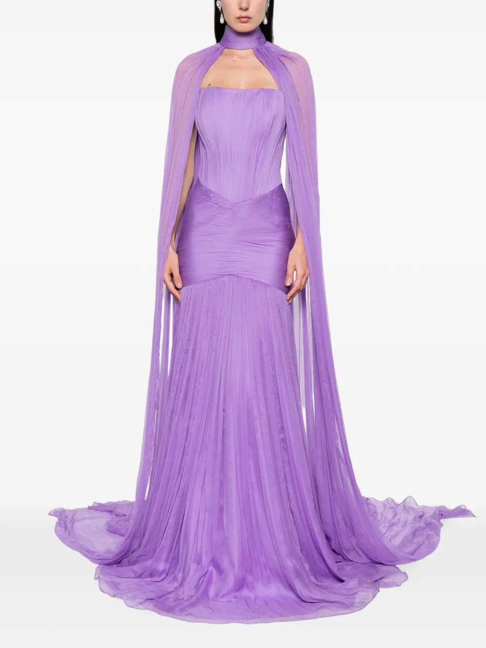 M.Marquise Lilia gedrapeerde geplooide maxi-jurk Paars