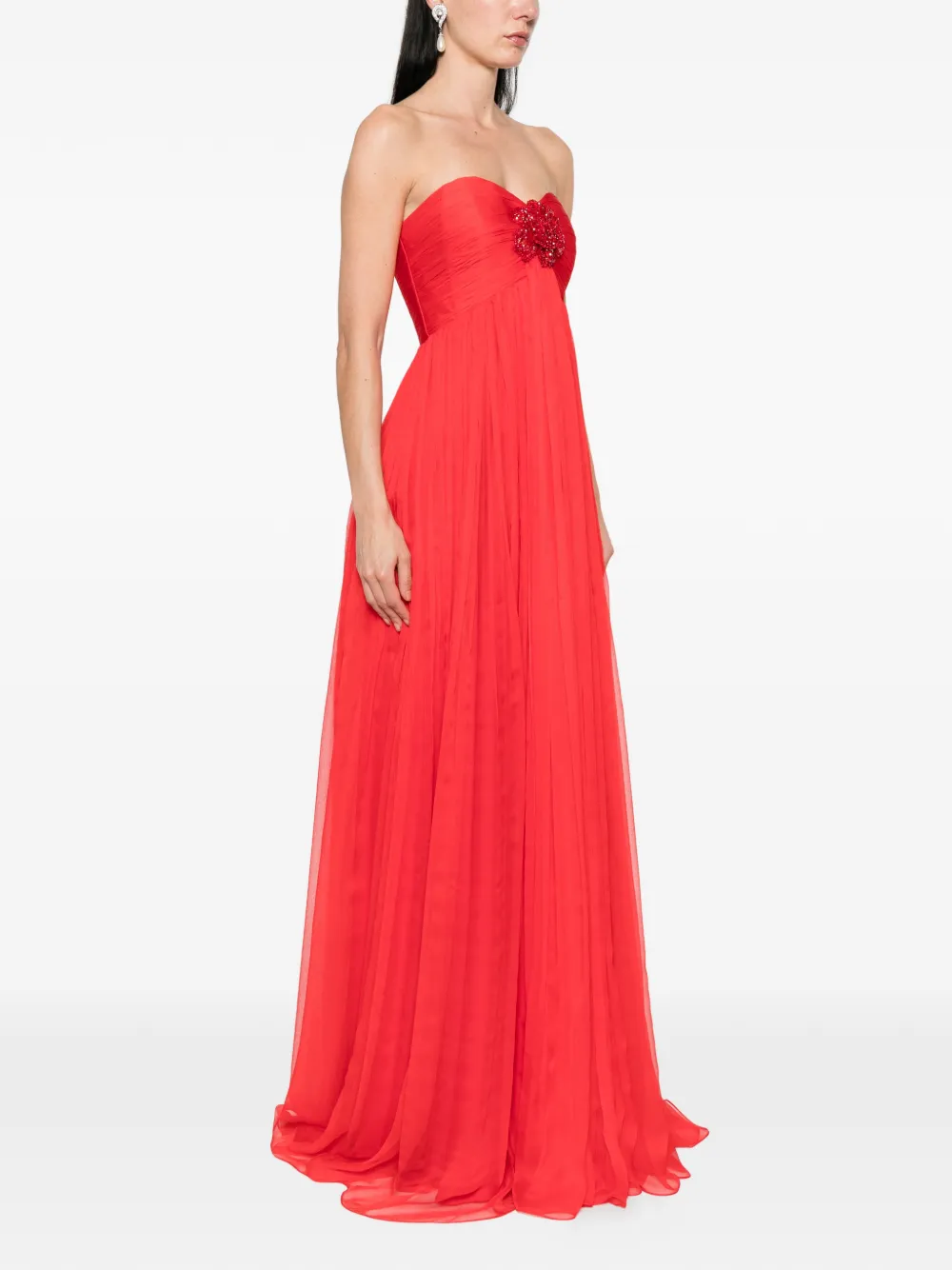  M.marquise Ines Flower-appliqué Maxi Dress - Red 