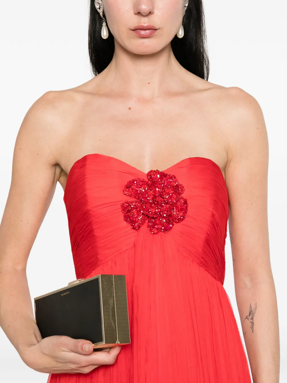 M.Marquise Ines maxi-jurk met bloemapplicatie Rood