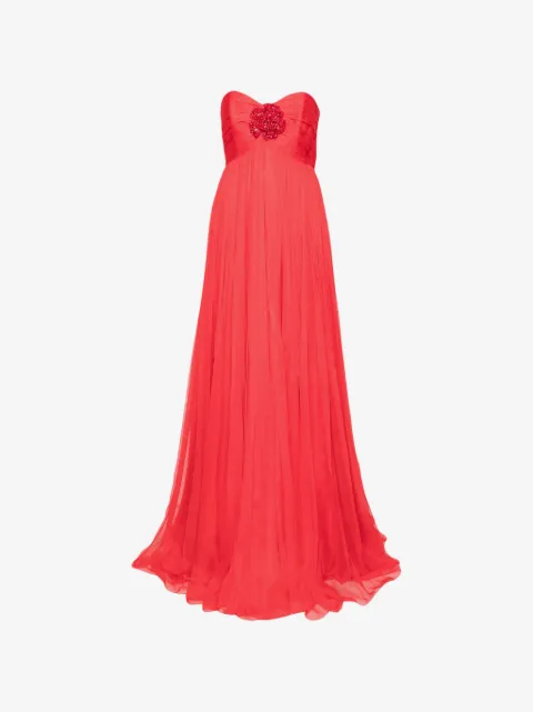 M.Marquise Vestido longo Ines com aplicação floral