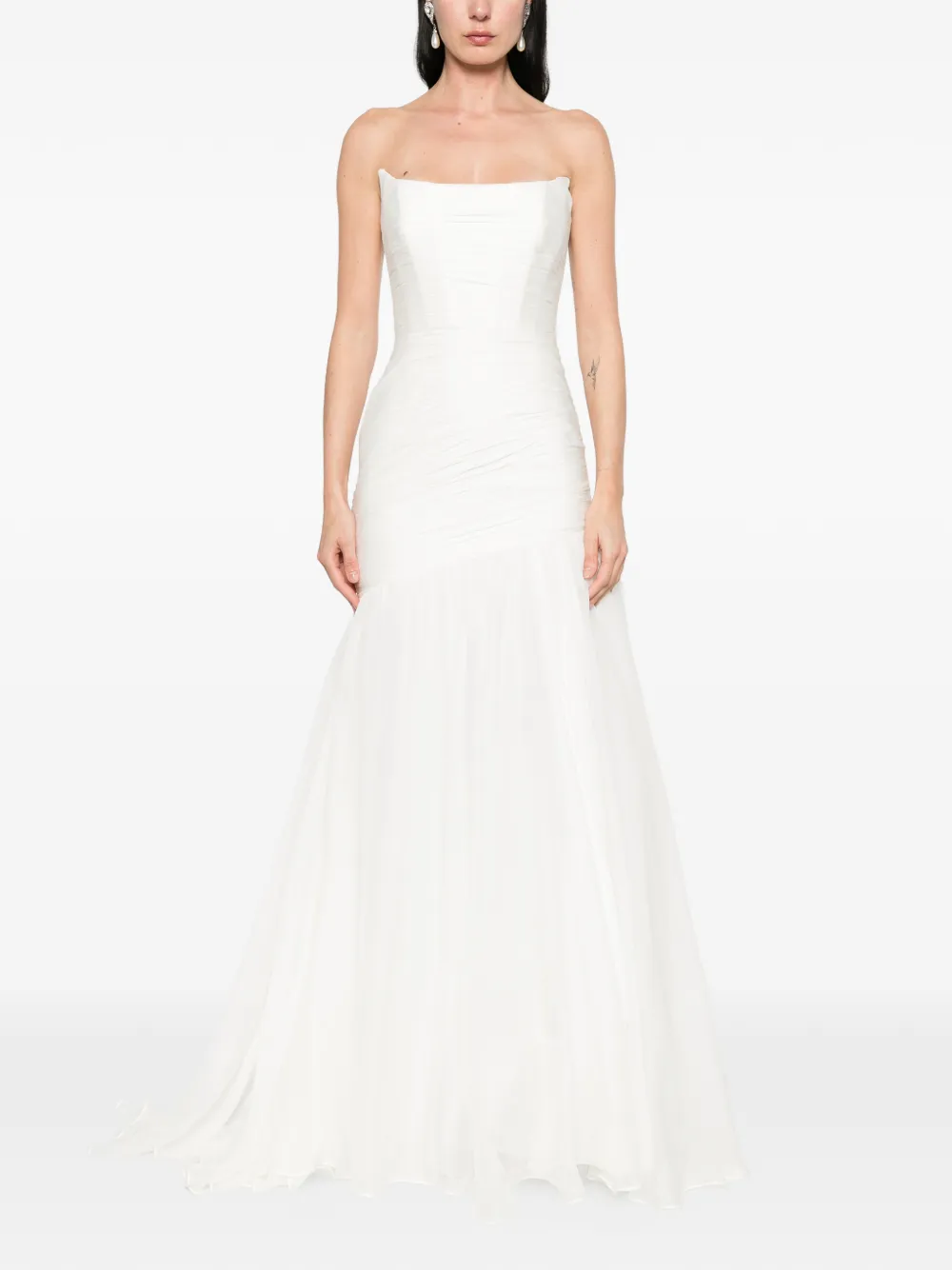  M.marquise Adeline Draped Strapless Maxi Dress - Neutrals 