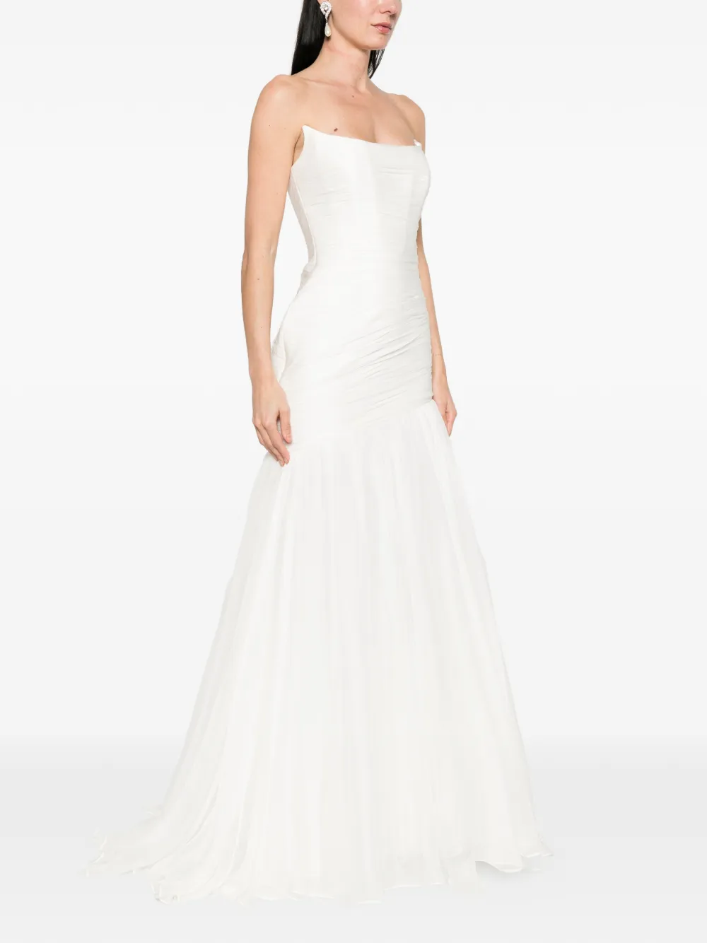  M.marquise Adeline Draped Strapless Maxi Dress - Neutrals 