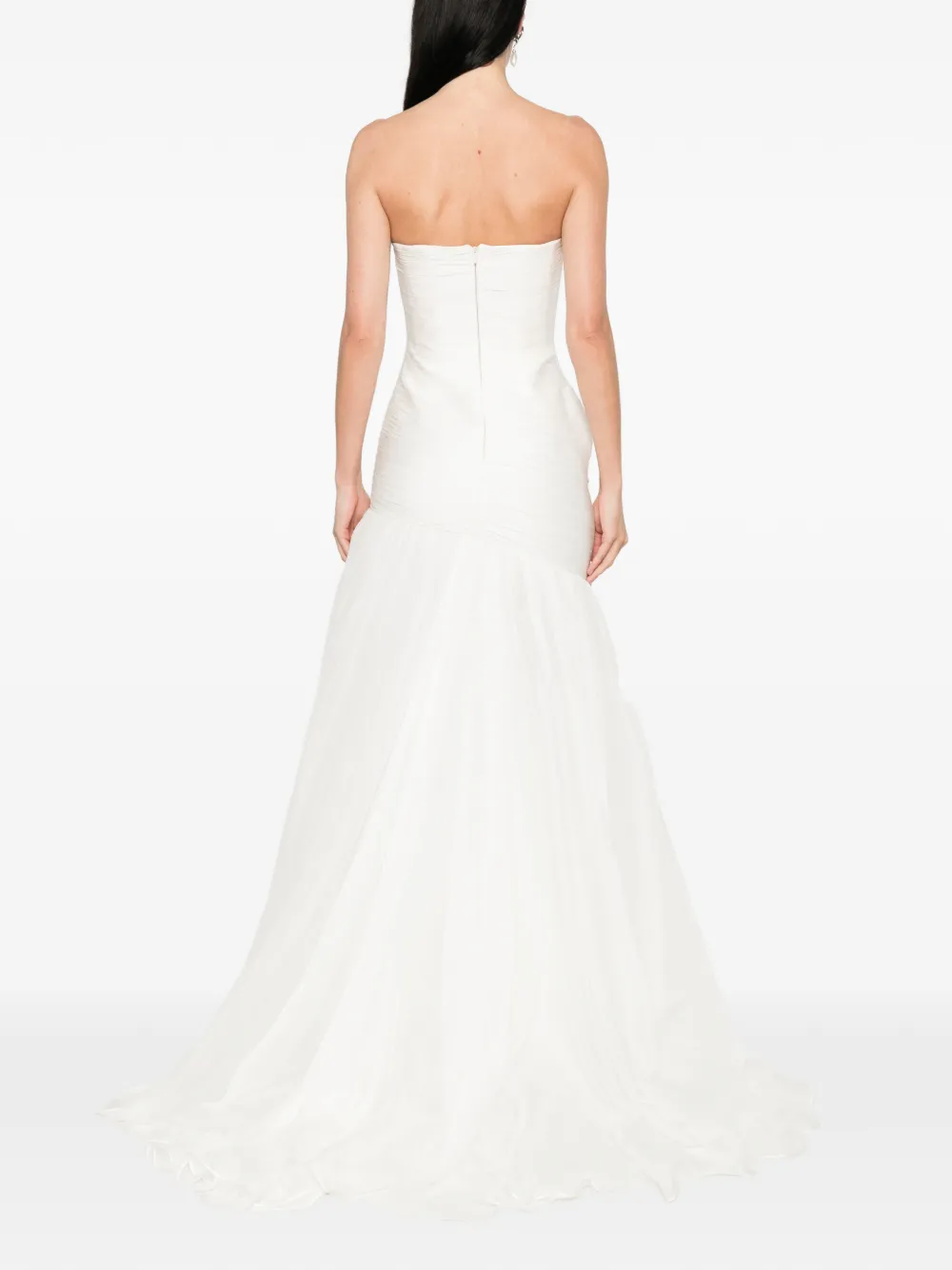 M.Marquise Adeline gedrapeerde strapless maxi-jurk Beige