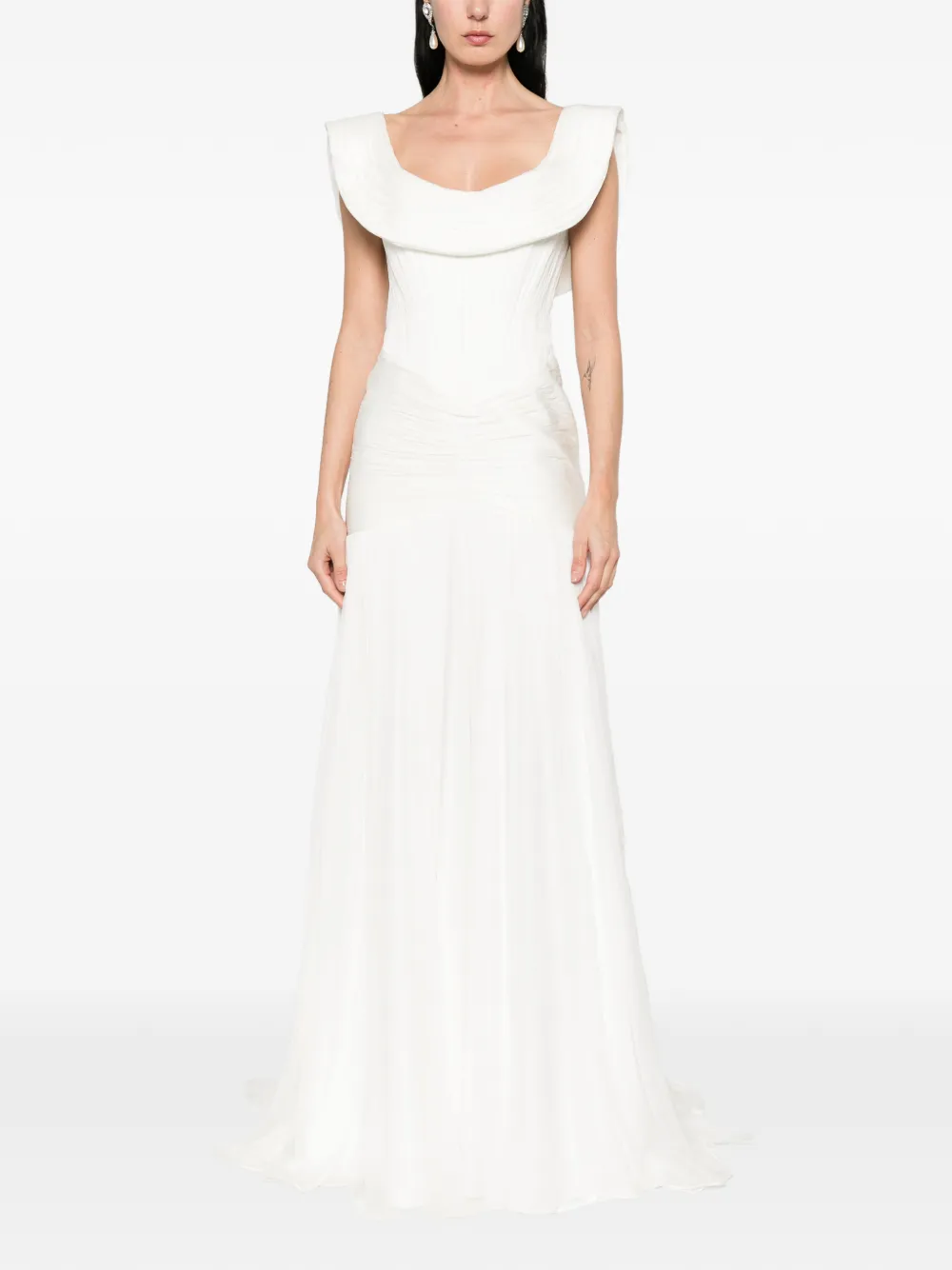  M.marquise Elva Draped Maxi Dress - Neutrals 