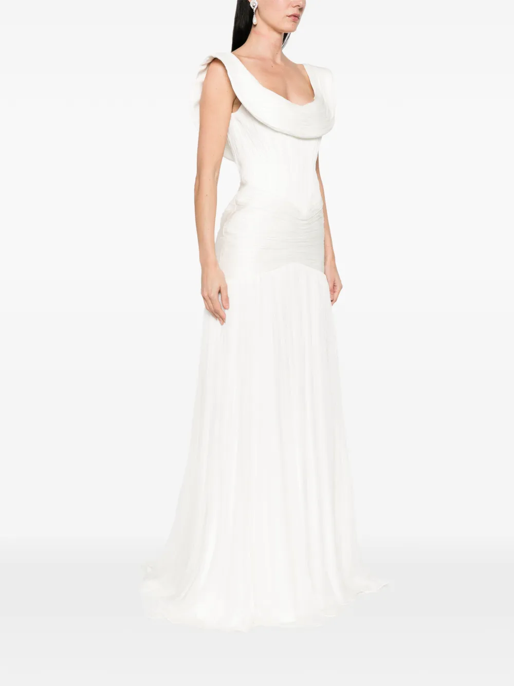  M.marquise Elva Draped Maxi Dress - Neutrals 