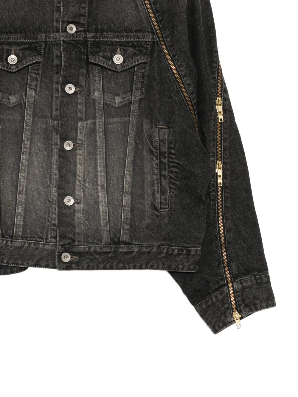 Doublet Denim jack met rits en ceintuur Grijs